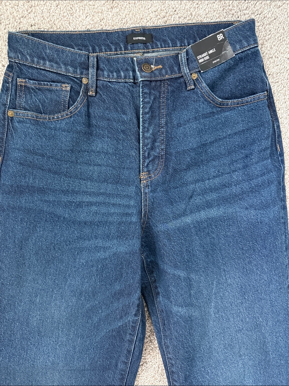 Express straight ankle, high-rise stretch, jeans - Picture 2 of 11